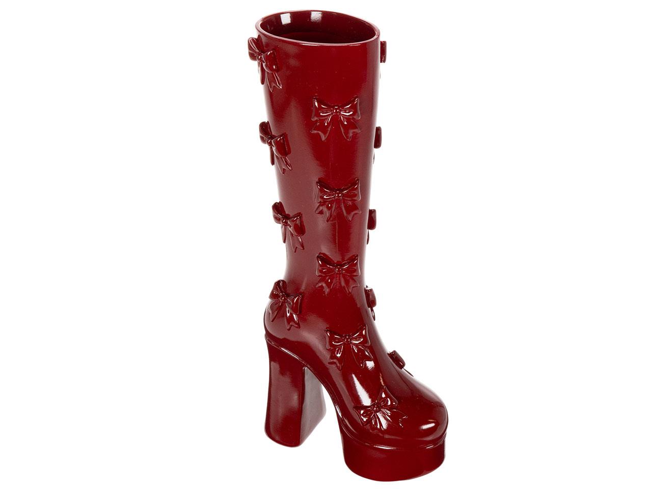 Vase Stiefel Polyresin burgund H37,8cm
