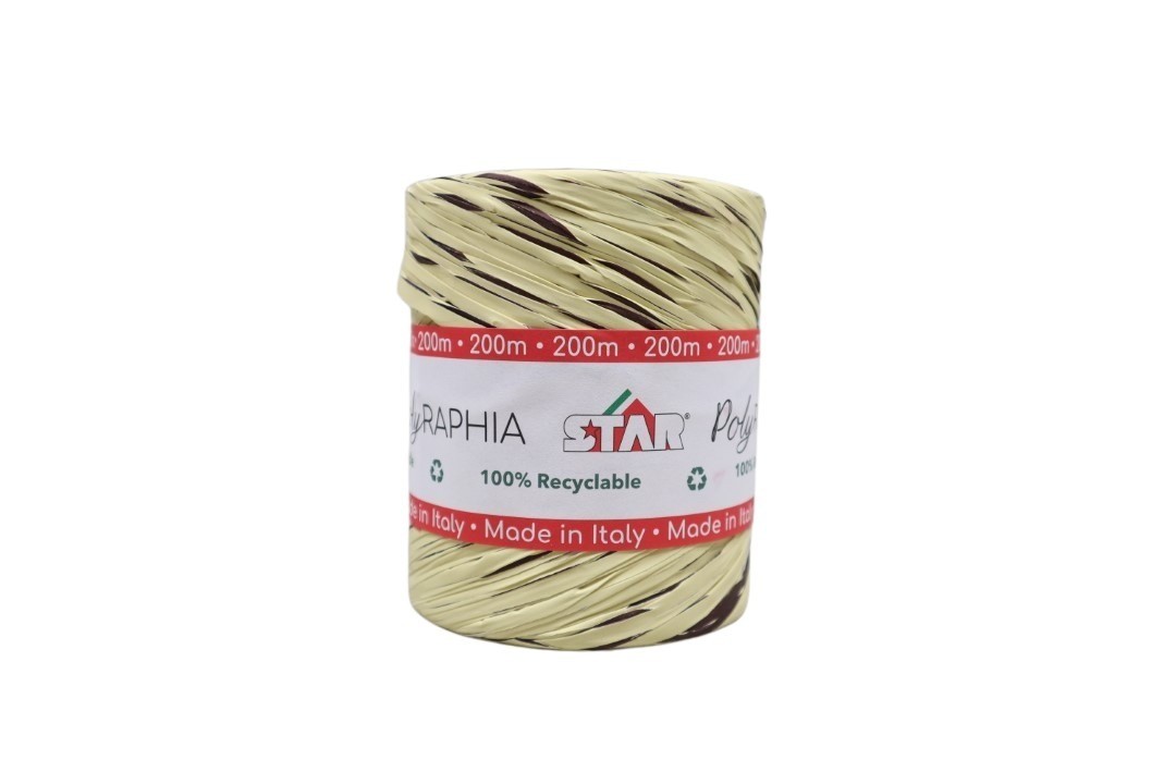 Polyraphia 15mm 200 Meter, braun/creme -225