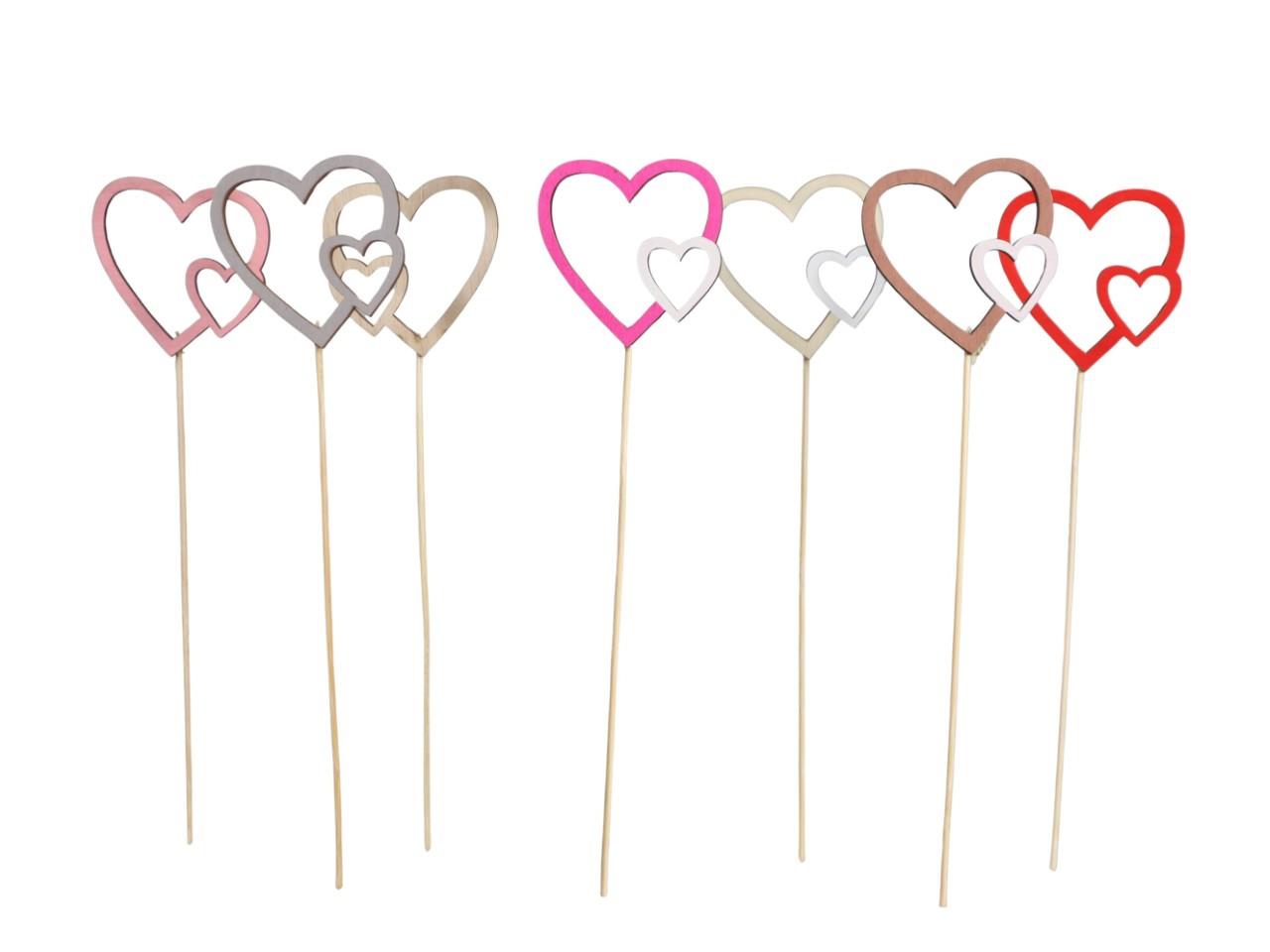 Stecker Doppelherz Holz farbmix D7cm + Pin