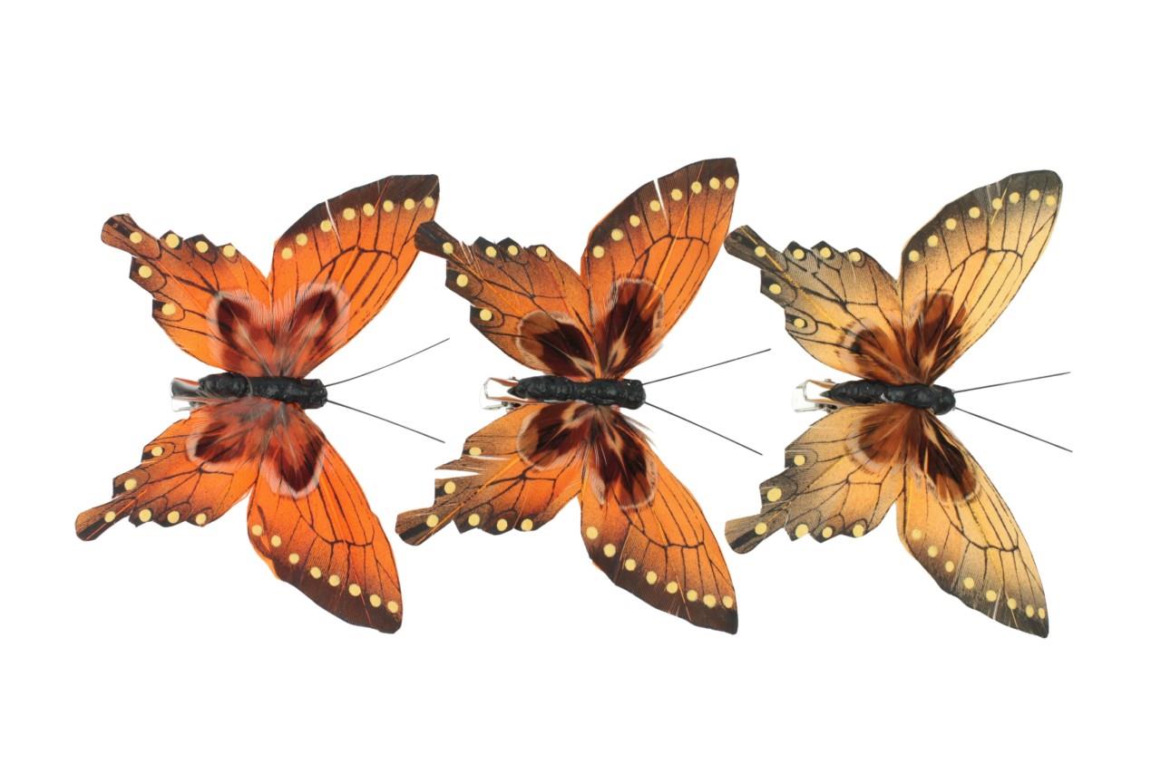 Stecker Schmetterling sort. 10 cm  apricot-orange