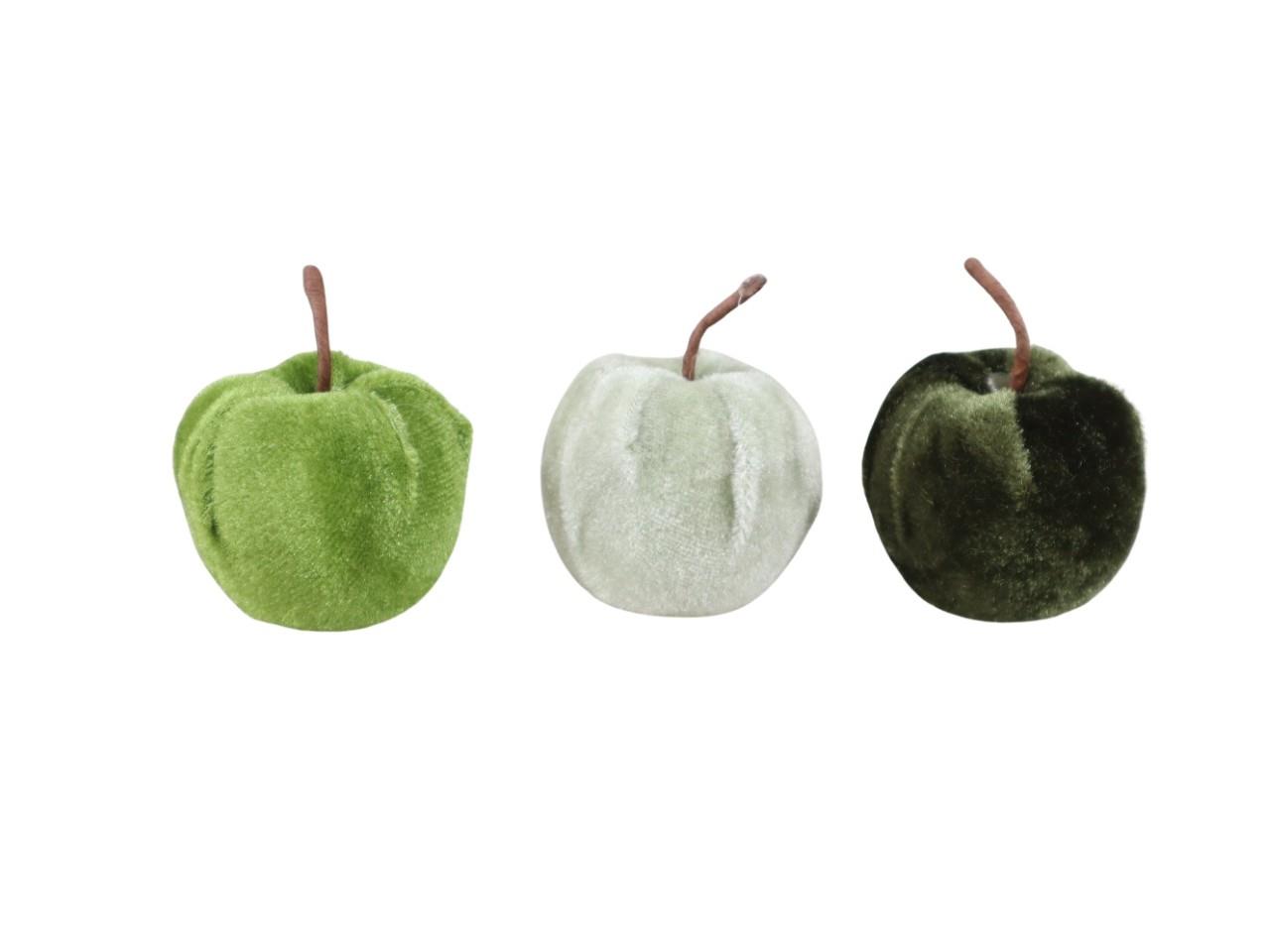 Apfel Deko Samt grünmix D5x6cm