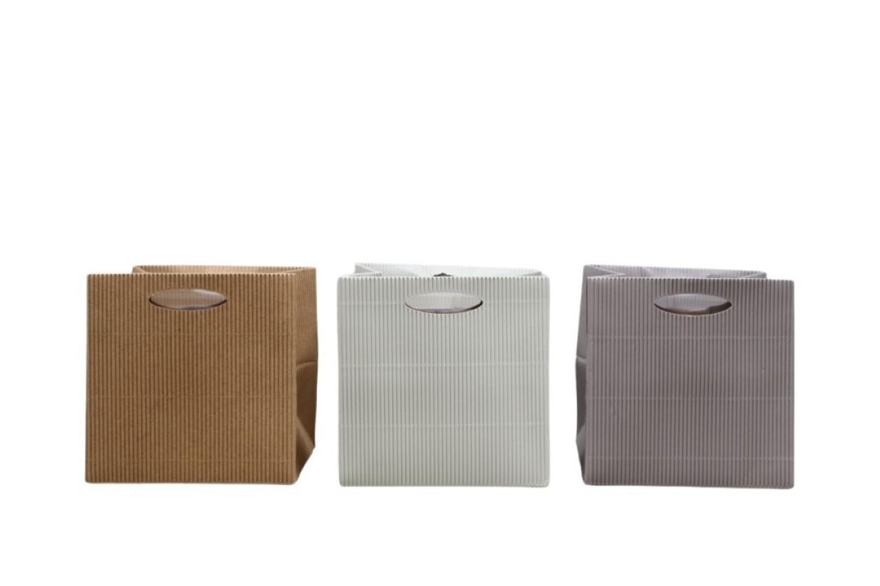 Tasche m. Folie Wellpappe natur-mix 12x12cm