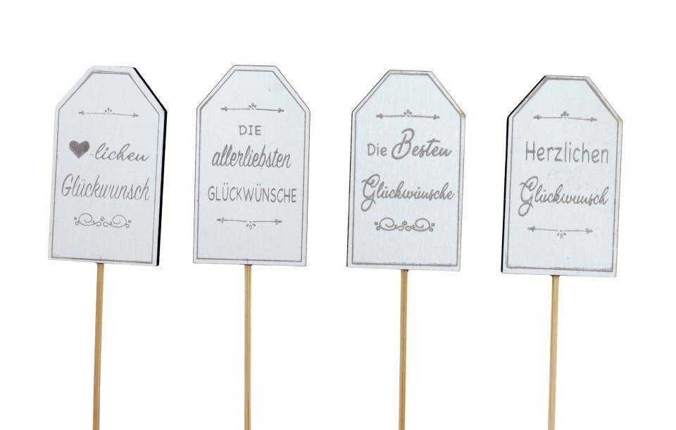 Stecker Schild Togo "Glückwunsch" Holz 7x4cm + Pin