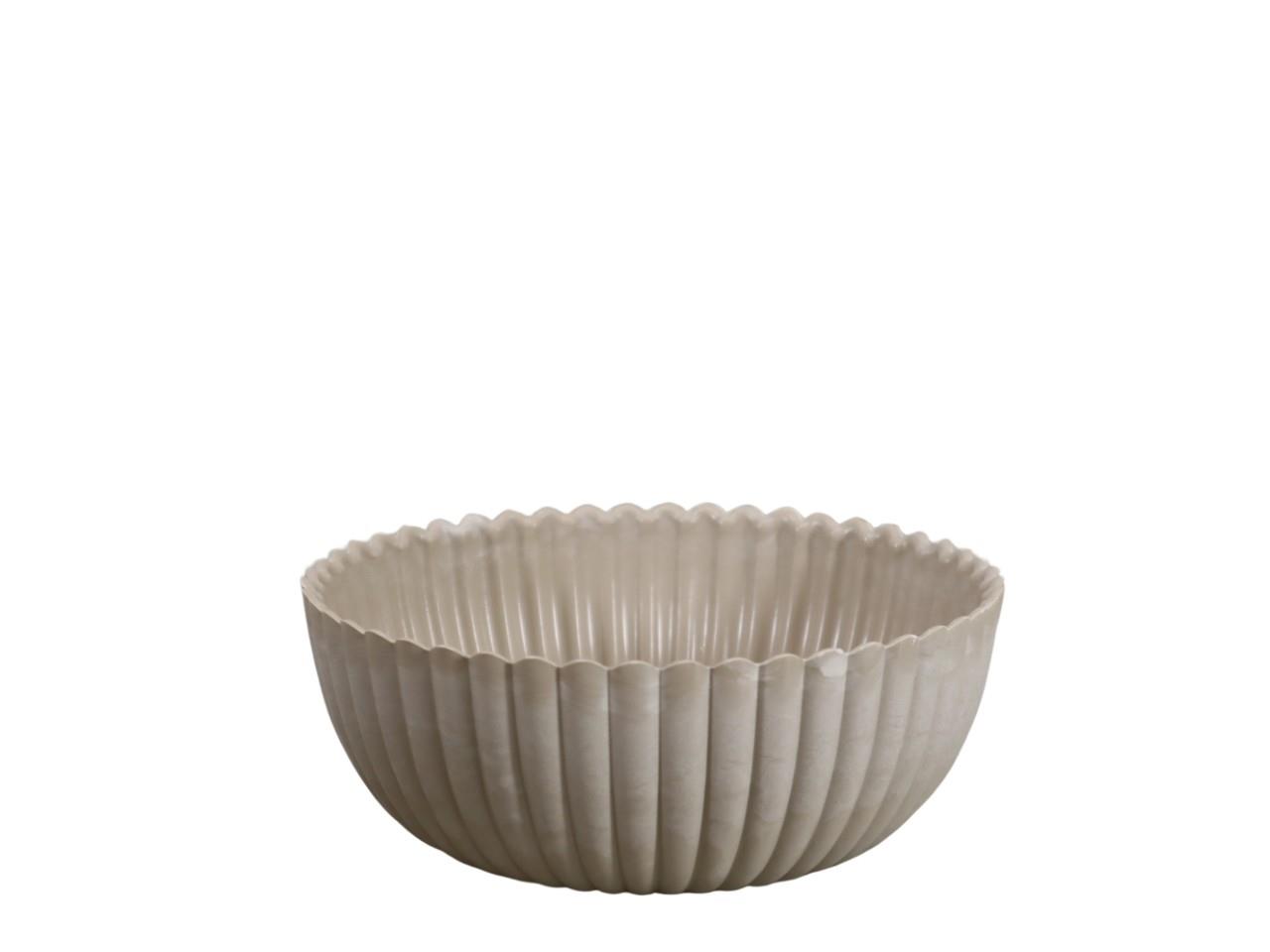 Schale rund KARA Rille Plastik beige D15cm