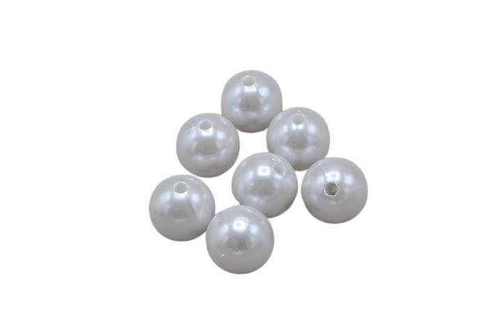 Perlen Kunststoff weiß  8mm 300 Gramm