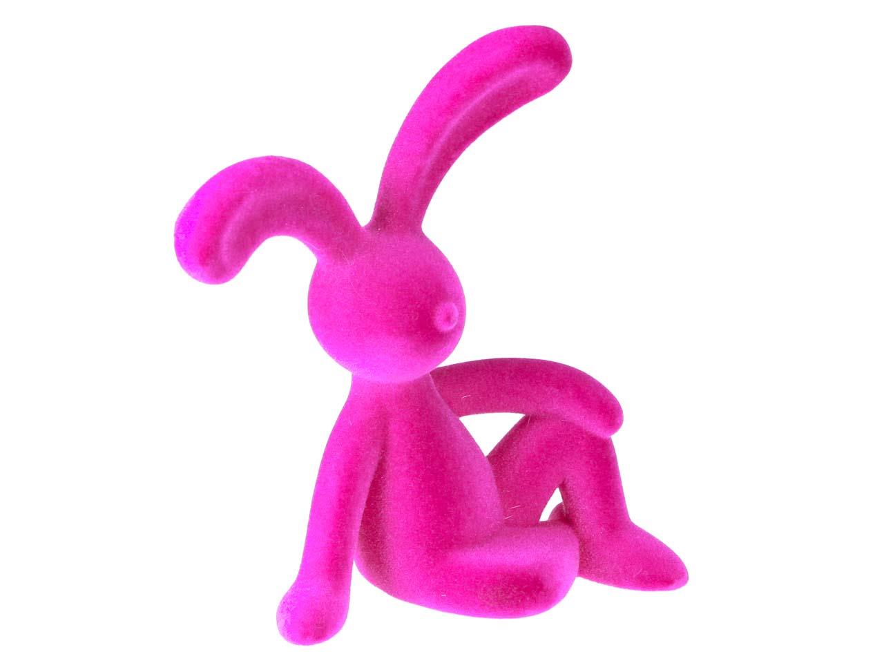 Hase halb liegend Kunststoff beflockt pink D23cm