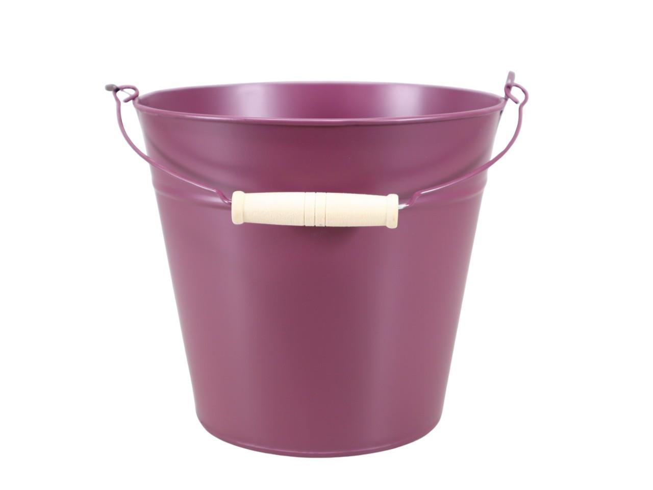 Übertopf mit Henkel Metall aubergine D21cm