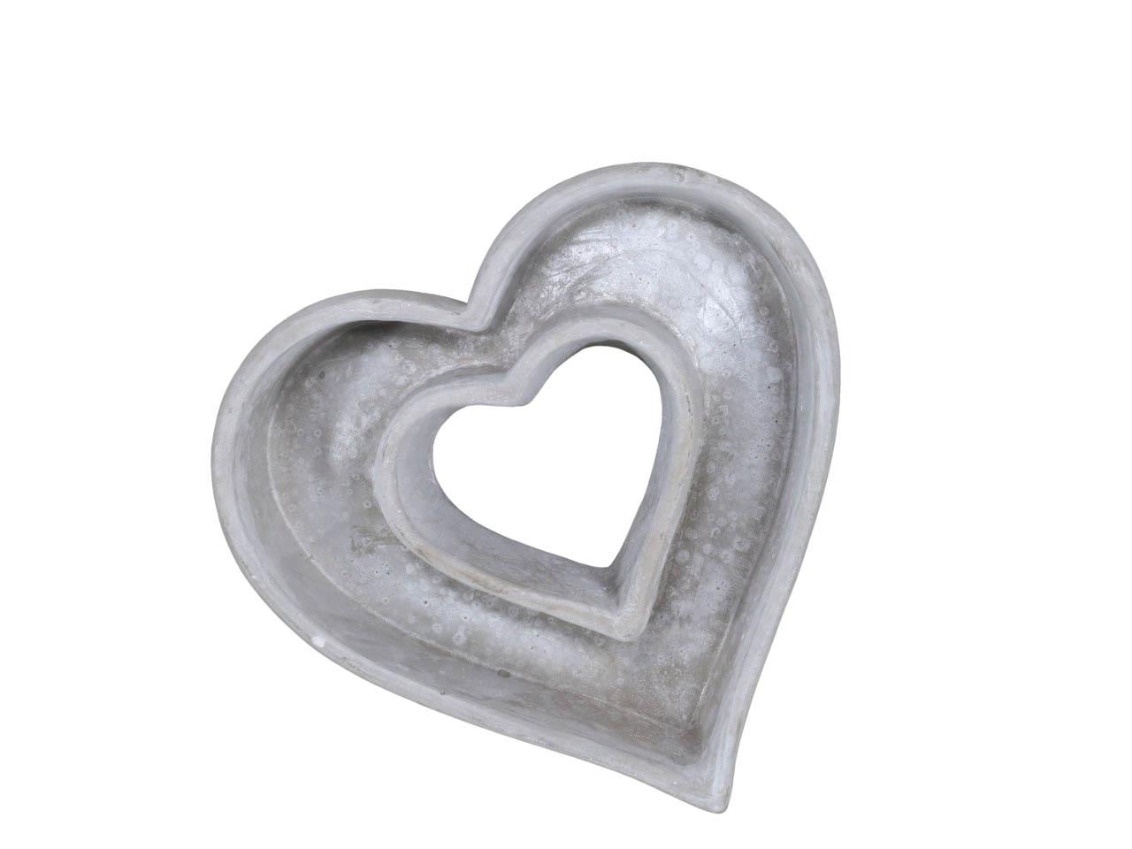 Herz offen zum Pflanzen grau Beton D27cm H6,5cm