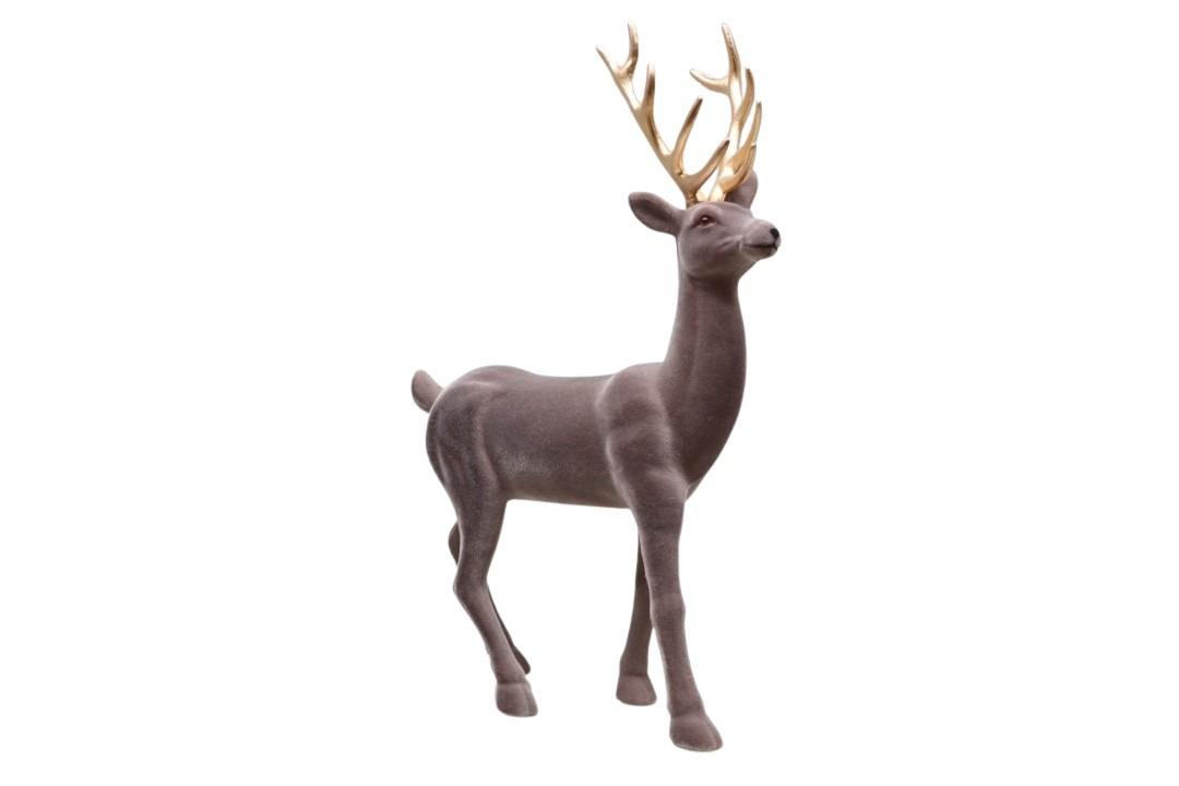 Hirsch "Flocki" grau mit goldenem Geweih H45cm