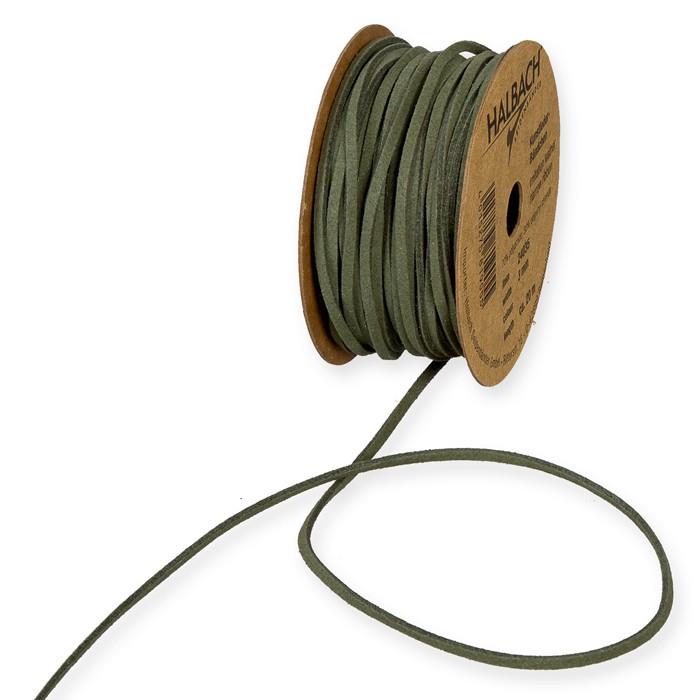 Kunstleder-Bändchen 3 mm 20 Meter moosgrün 30