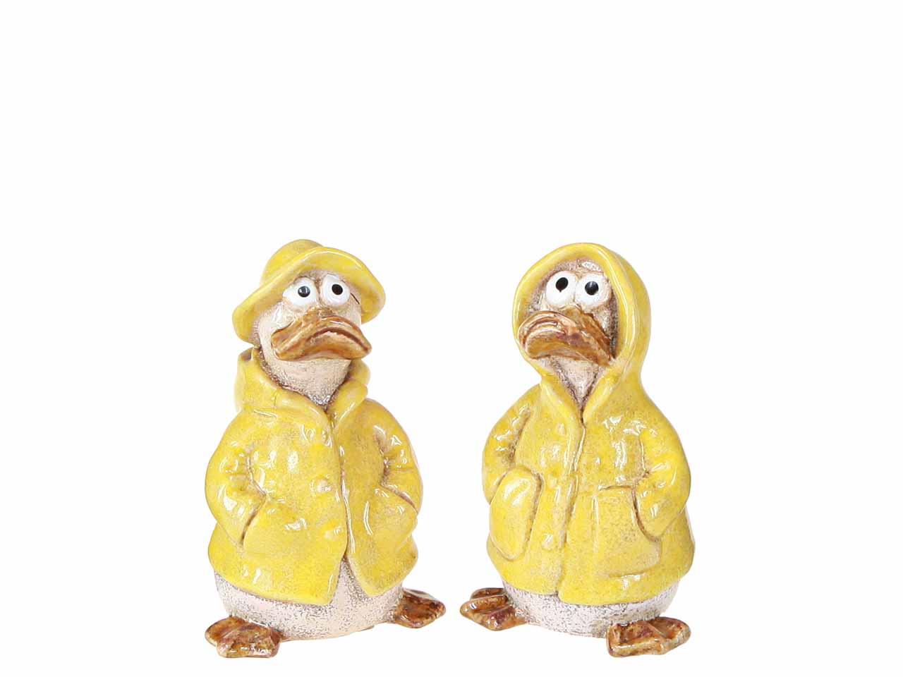 Enten im Regenmantel Keramik sort. gelb H11,5cm