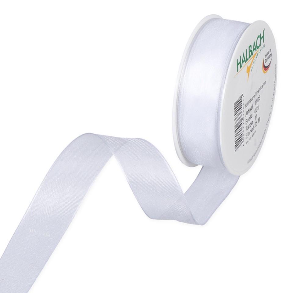 Organza m.Draht 25mm weiß11