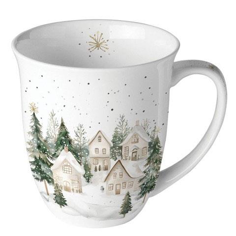 Becher Porzellan Höhe 10,5 cm D 10 cm Snowy Houses
