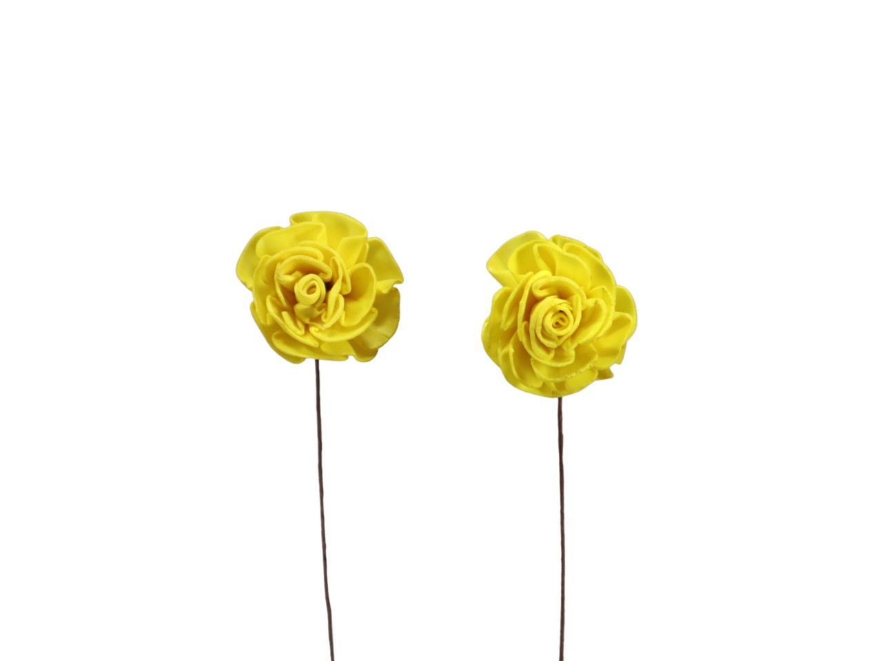 Rose Ming 4cm gelb gestielt am Draht