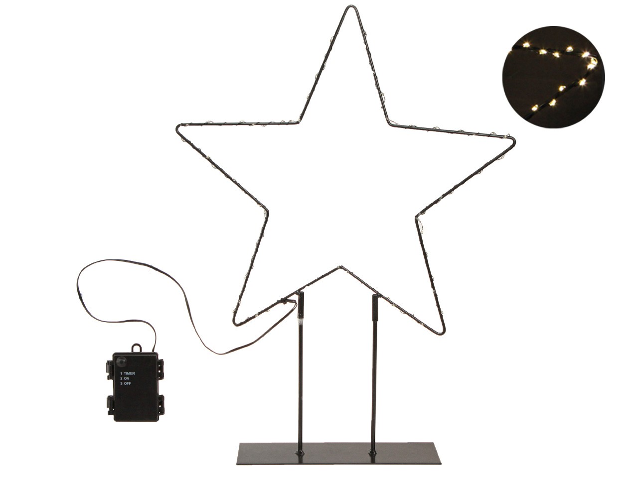 Stern stehend Metall schwarz inkl. LED Beleuchtung D58cm