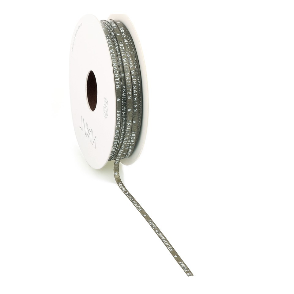 Satinband Frohe Weihnachten 3 mm 50 Meter dunkelgrün 60A