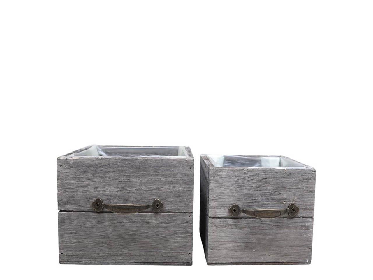 Schubladen Inga Holz grau Set/2 D15+12cm