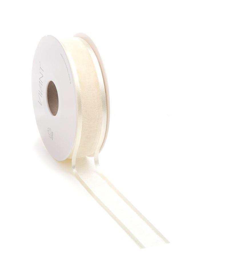 Band Prego Organza/Satinrand 22 mm 25 Meter creme Farbe 70