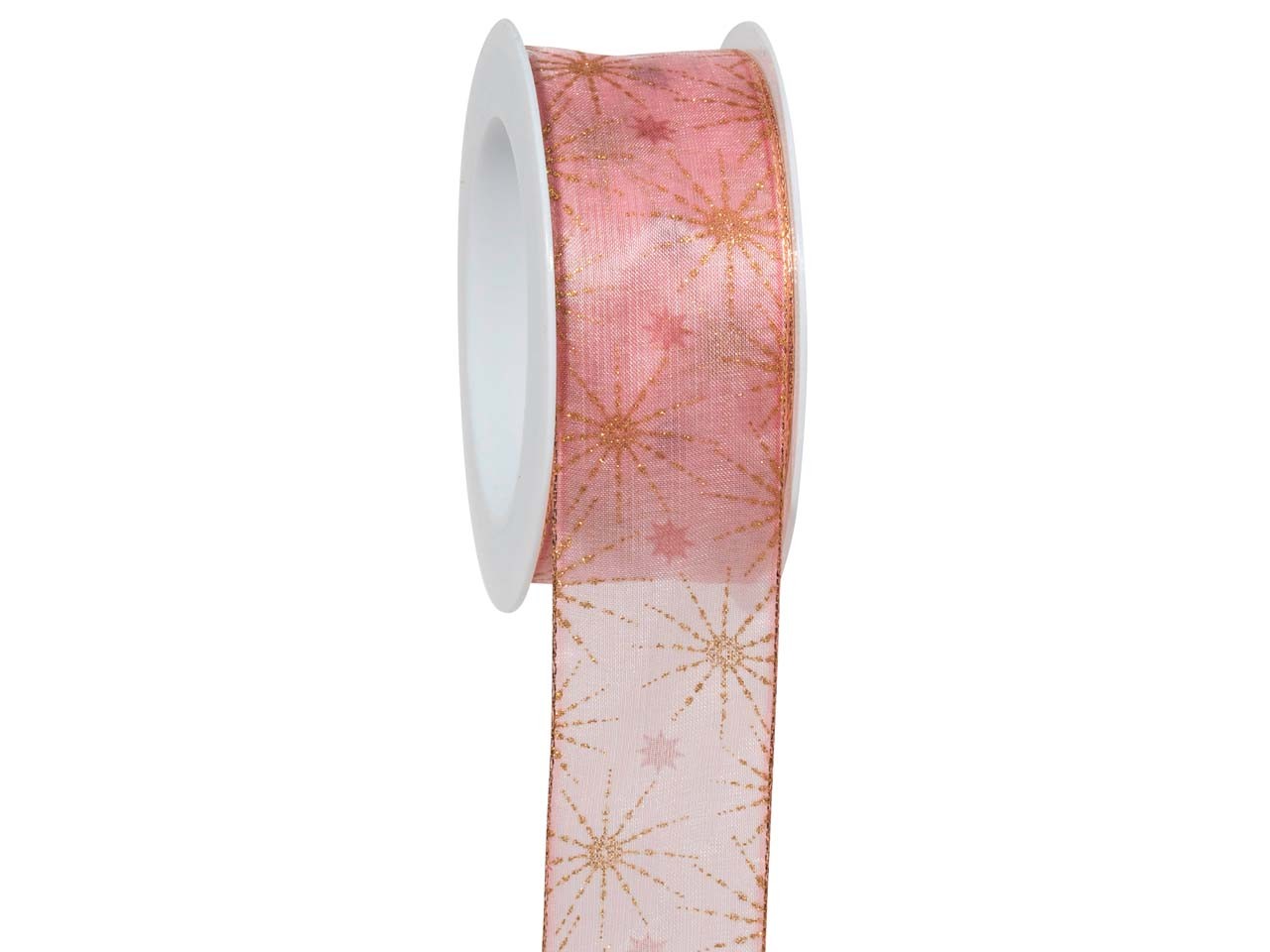 Band Ice Crystal 40 mm 15 Meter mittelrosa/gold 221/15