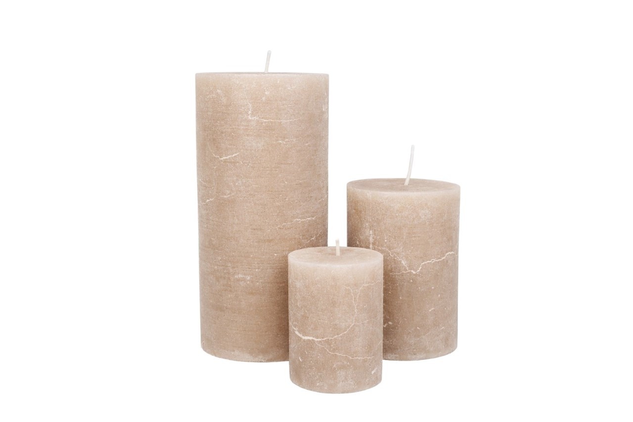 Kerze Rustika 120/60mm taupe out