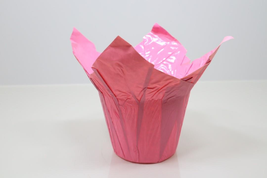 Deco Wraps Ribbed Kraftpapier wasserf. rosa D16,5cmH13cm
