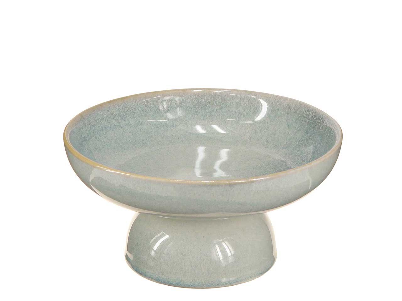 Schale auf Sockel Keramik glasiert azur D17xH8,5cm