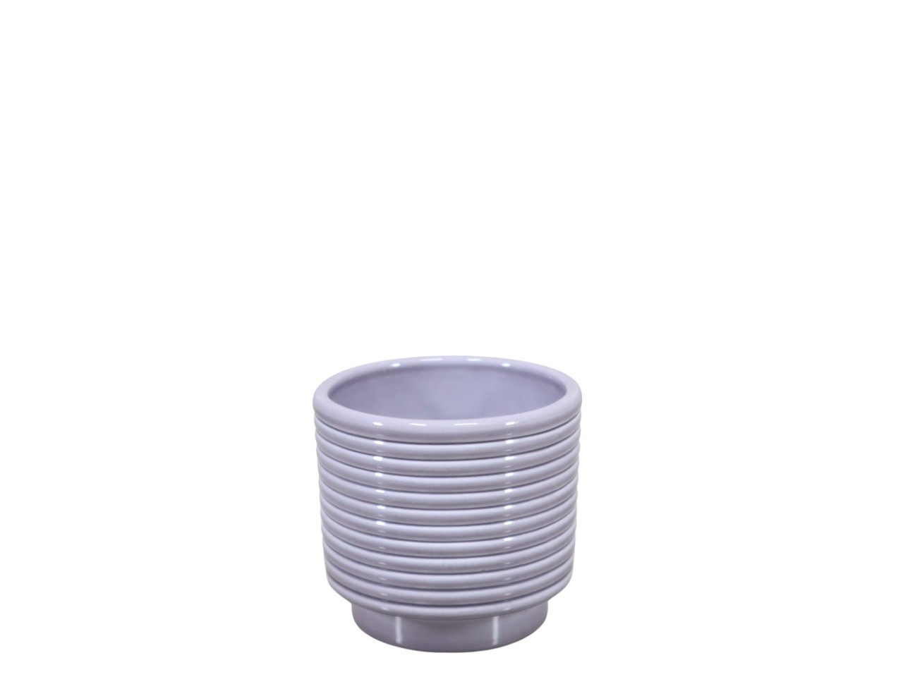 Cylindroübertopf m. Fuß Rings Keramik grau-lasur D8cm