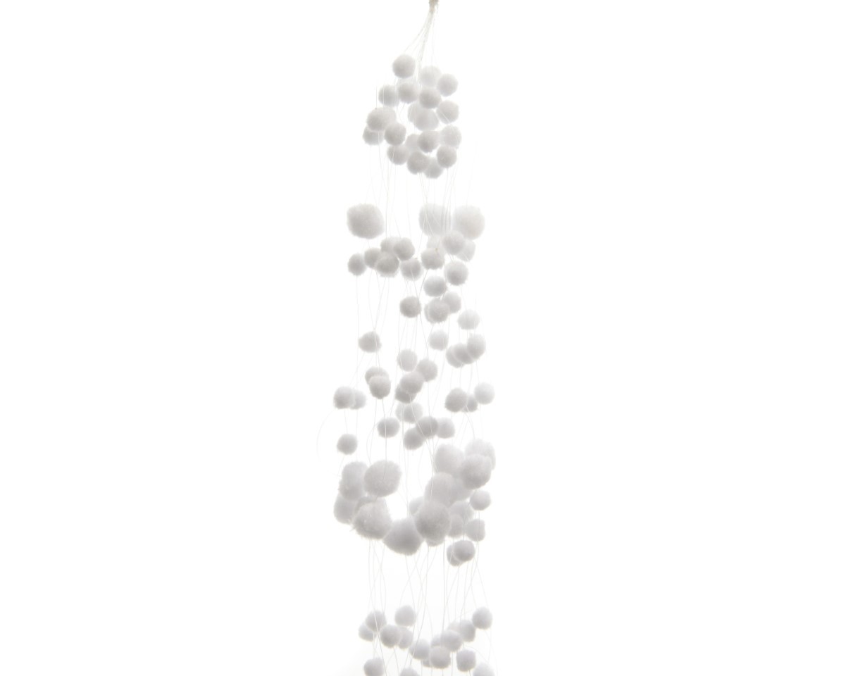 Schneeballgirlande mini Polyester weiss L135cm