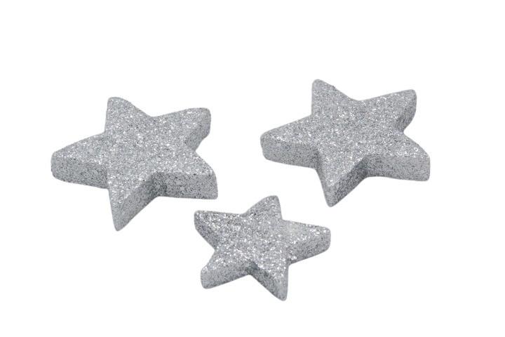 Sterne Glitter silber-glitzer D5+4cm