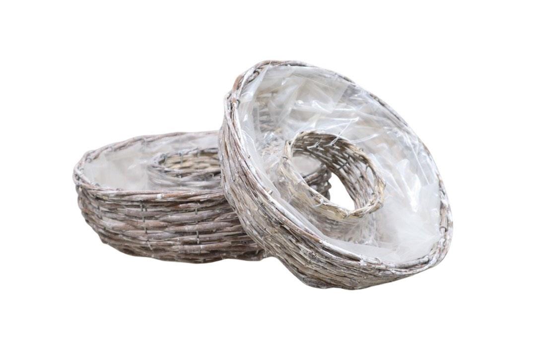 Pflanzring Set/2 Rattan whitewashed D30+25
cm