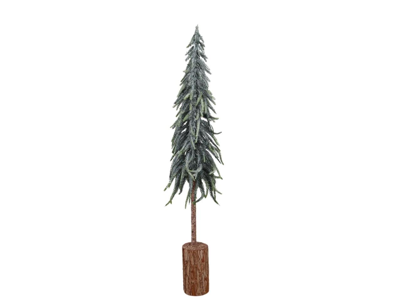 Tannenbaum mit Holzfuß geeist Holz/Kunststoff grün H90cm