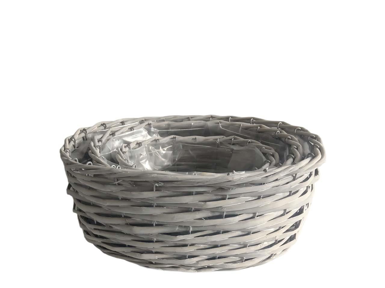 Pflanzkorb oval Weide Set/3 grau D30x24cm