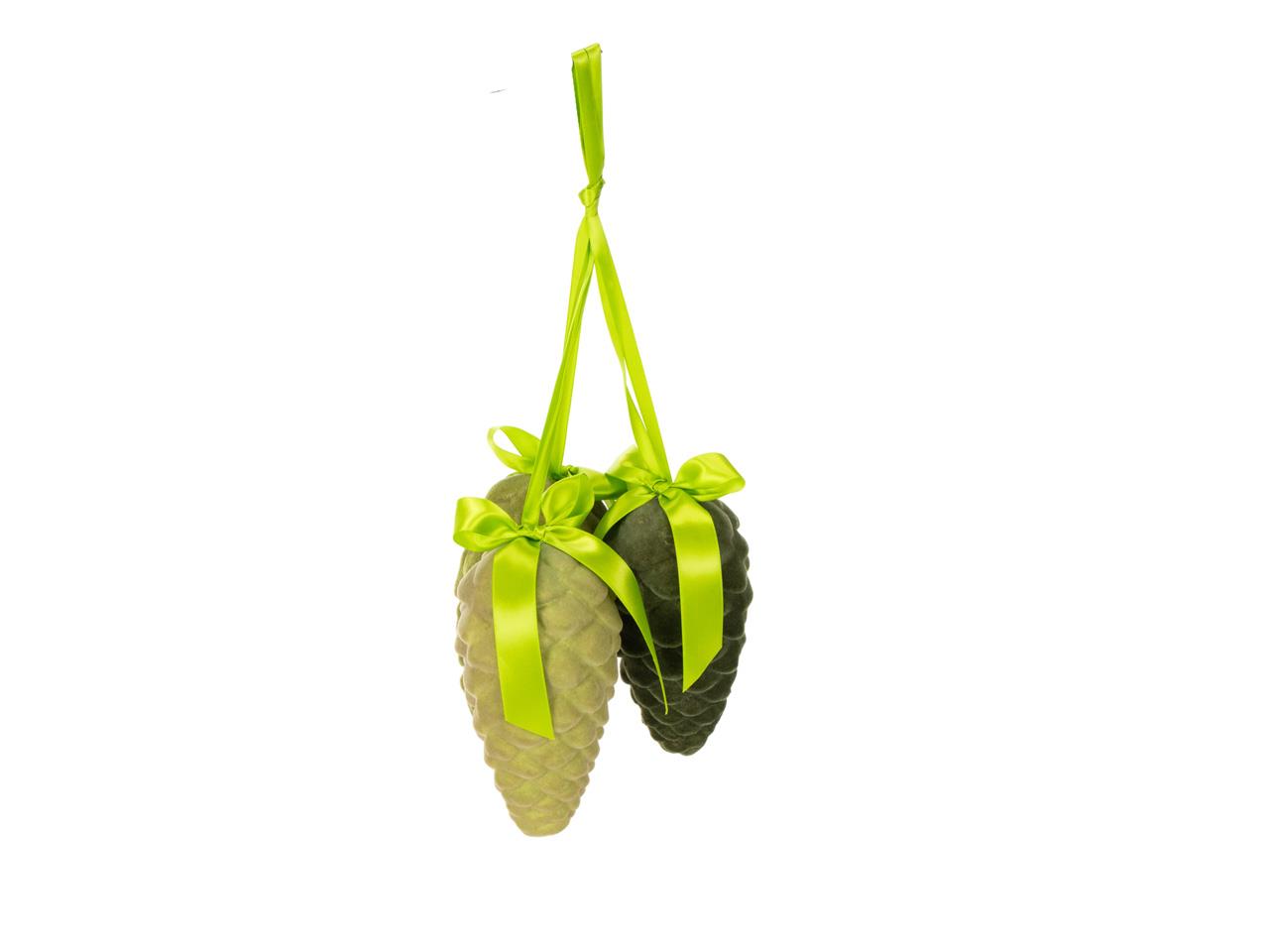 Zapfen "Flocki" mit Schleife hängend grünmix H18cm