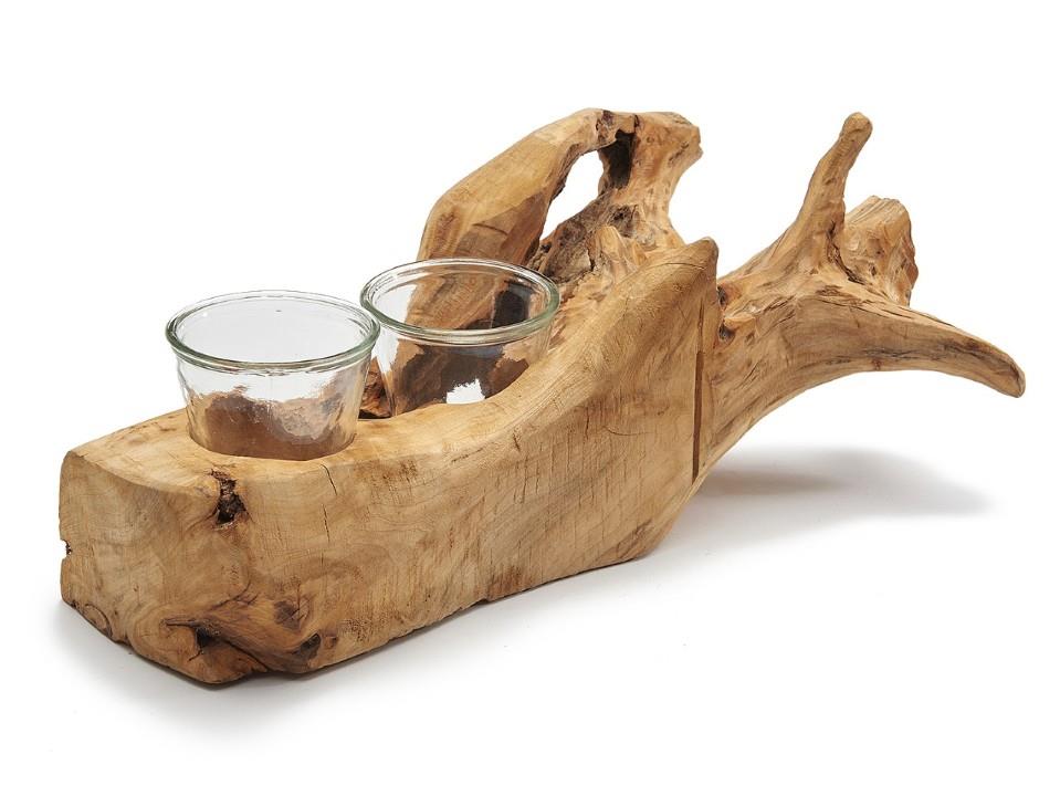 Holz Dekoteil mit 2 Gläser Buffalo