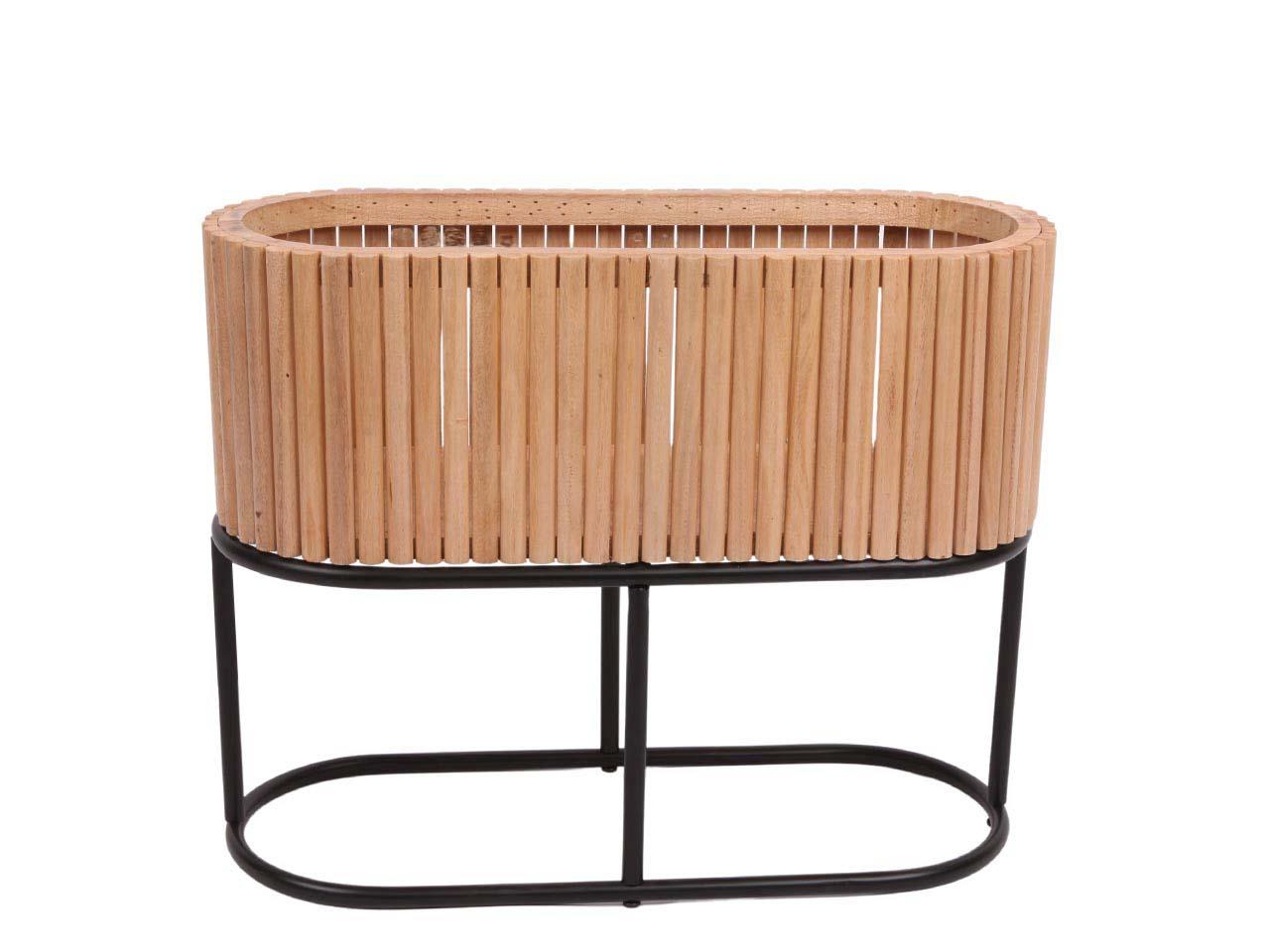 Hochbeet oval Holz natur auf Metellgestell L50x20xH40cmNETTO