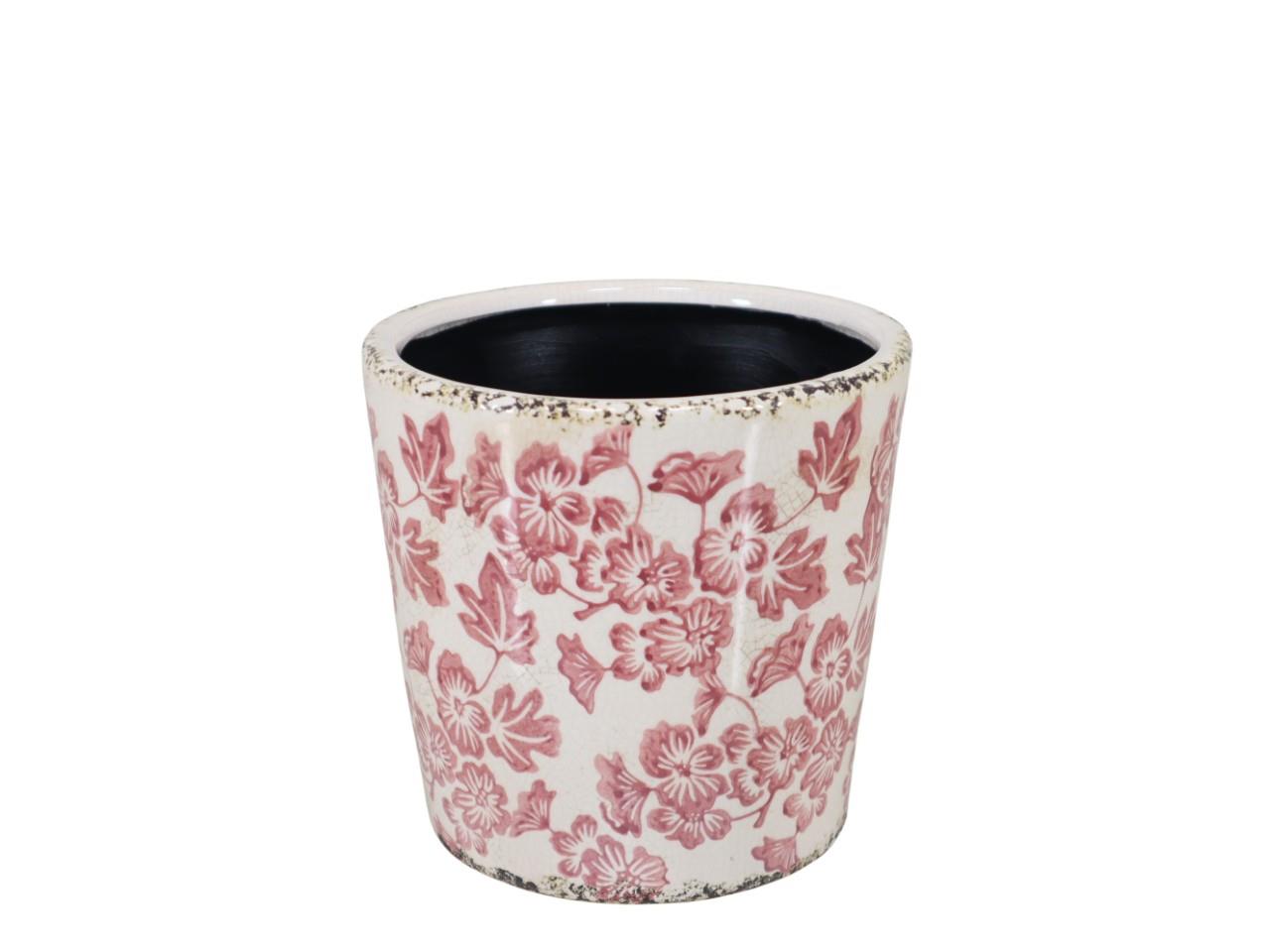 Übertopf Elim Blütenranke Keramik rosa-weiß D16cm