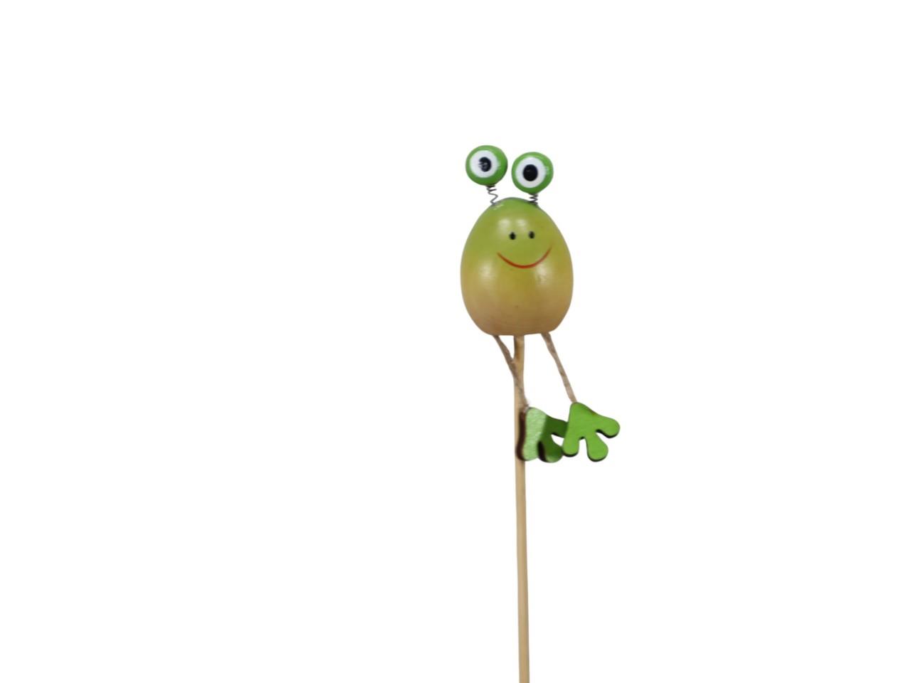 Stecker Frosch Holz grüntöne H5/9cm + Pin