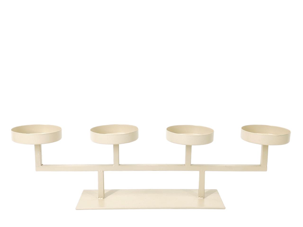 Tablett-Kerzenhalter 4flammig D8,5cm Metall taupe matt L48cm