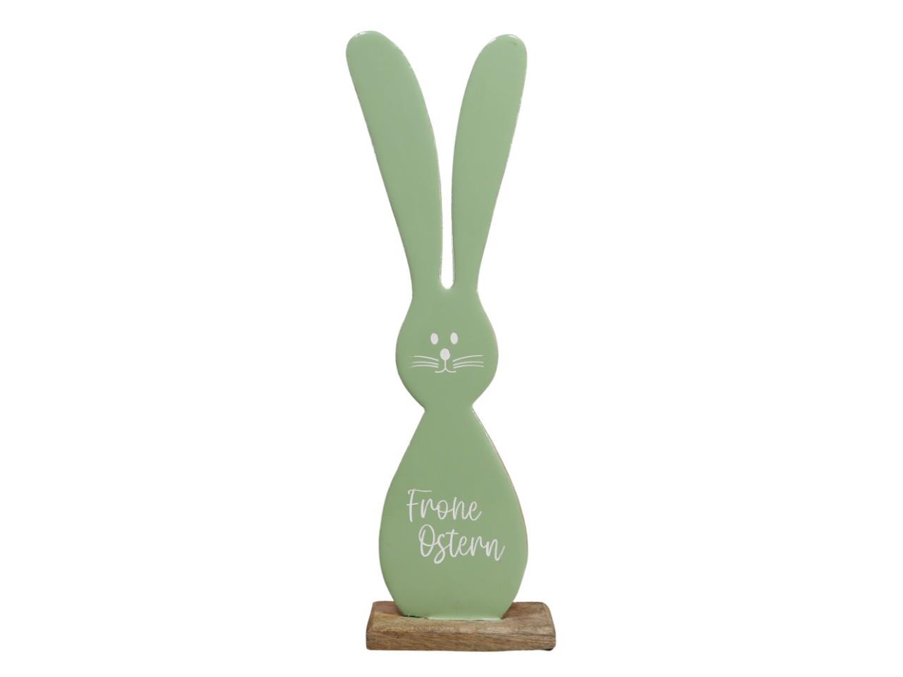 Hase stehend "Frohe Ostern" Holz grün&grau H41cm