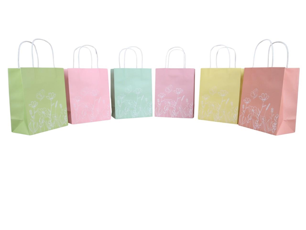 Tasche "Wiesenblume" Papier wasserab. farbmix D20x11x15cm