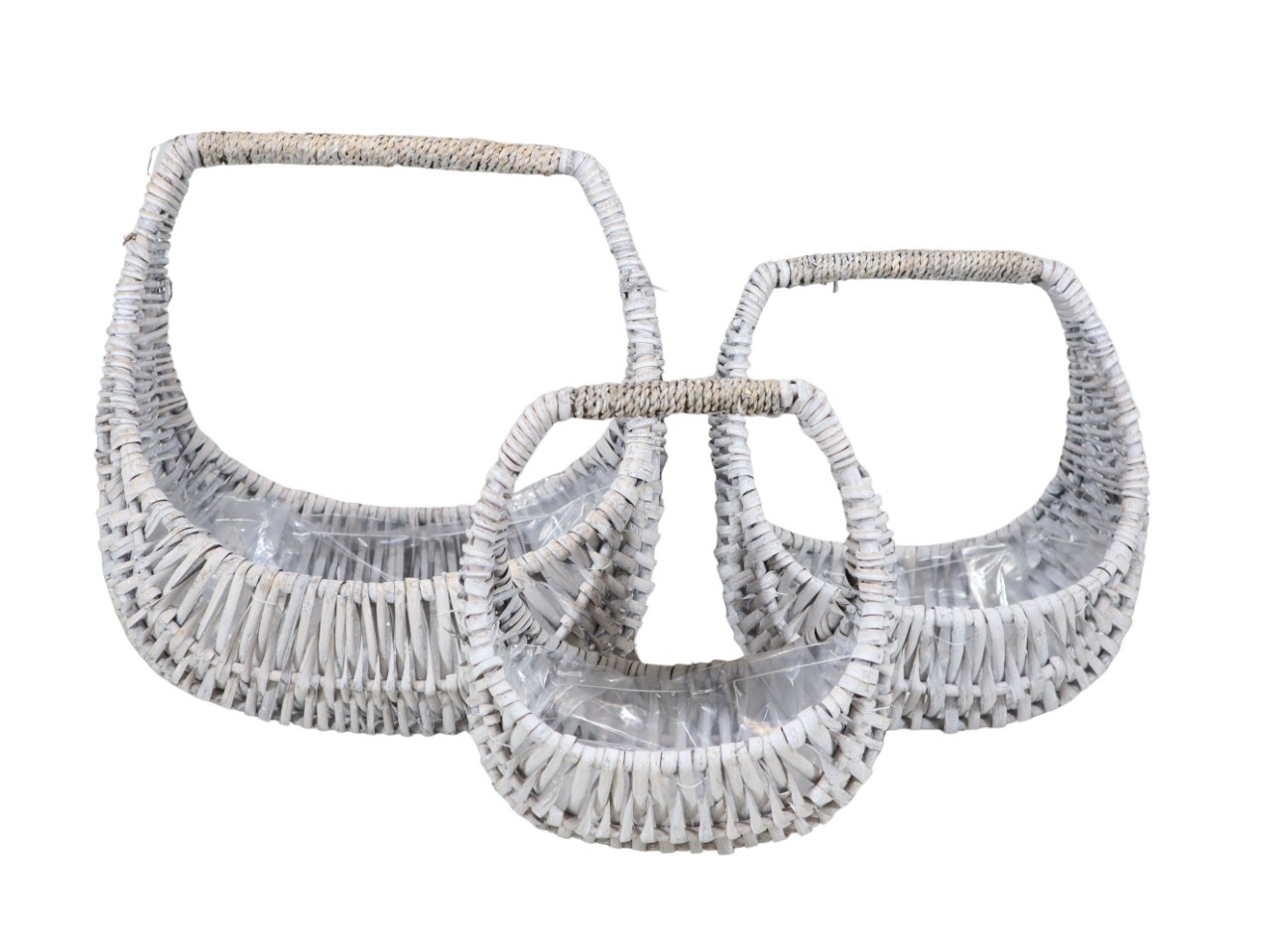 Pflanztasche mit Griff Set/3 Weide grau B40/30/24cm