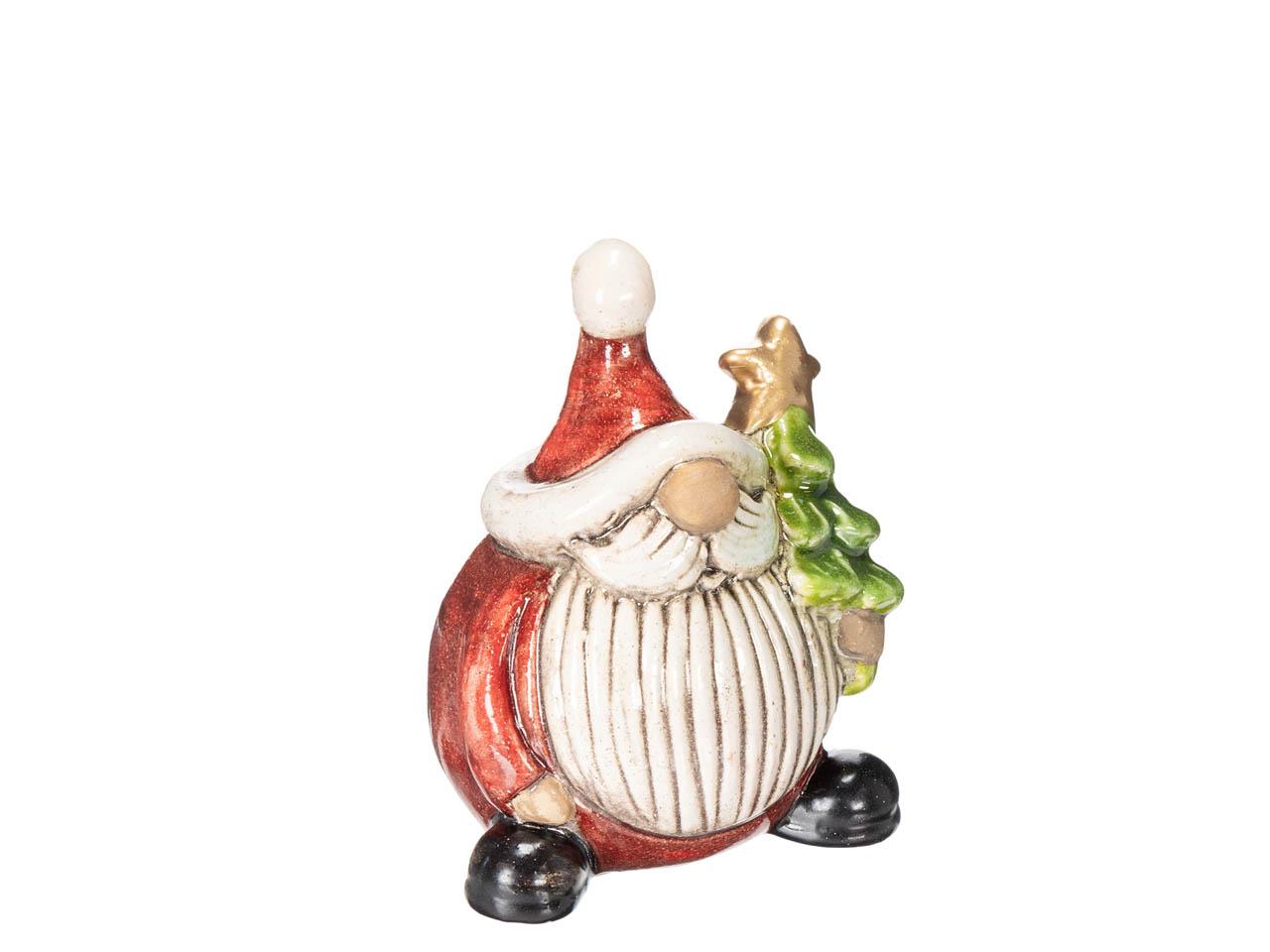 Nikolaus m. Tannenbaum Keramik weiß/rot H6,7cm
