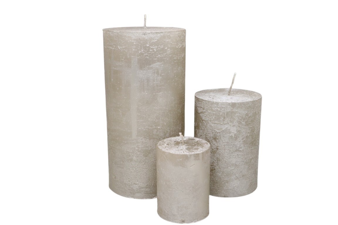 Kerze Rustika 80/60mm platin lackiert