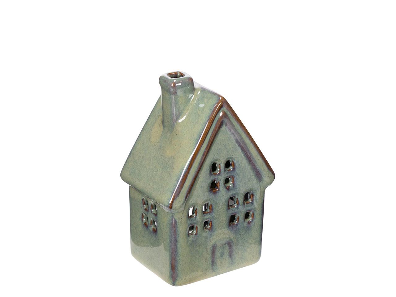 Haus Keramik salbeigrün H12,5cm