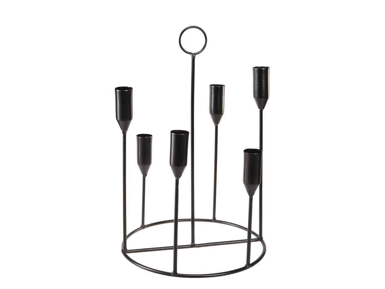 Kerzenleuchter f. 6 Stabkerzen Metall schwarz H31cm