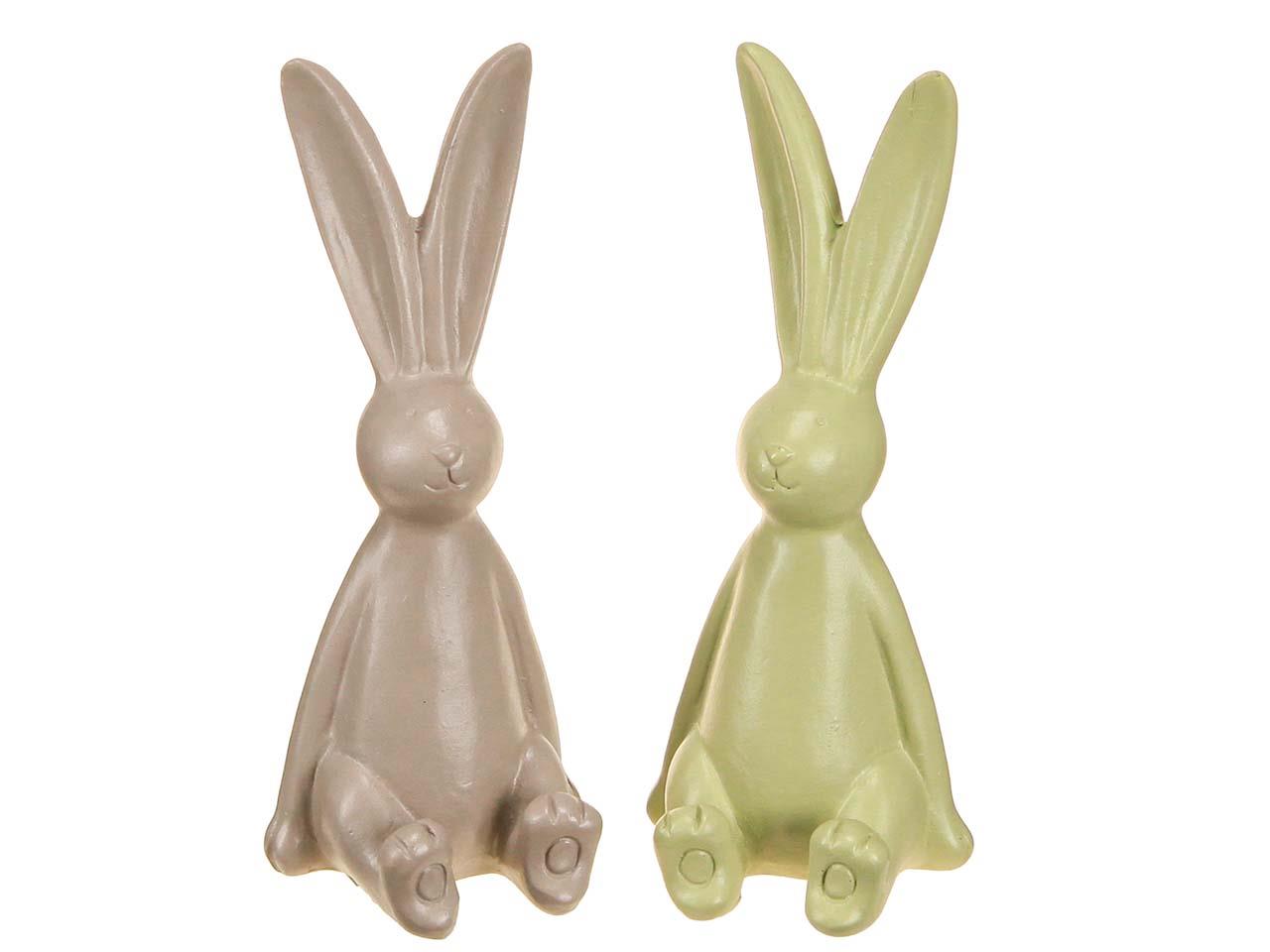 Hase sitzend Poly pastellgrün/taupe sort. H20x7cm