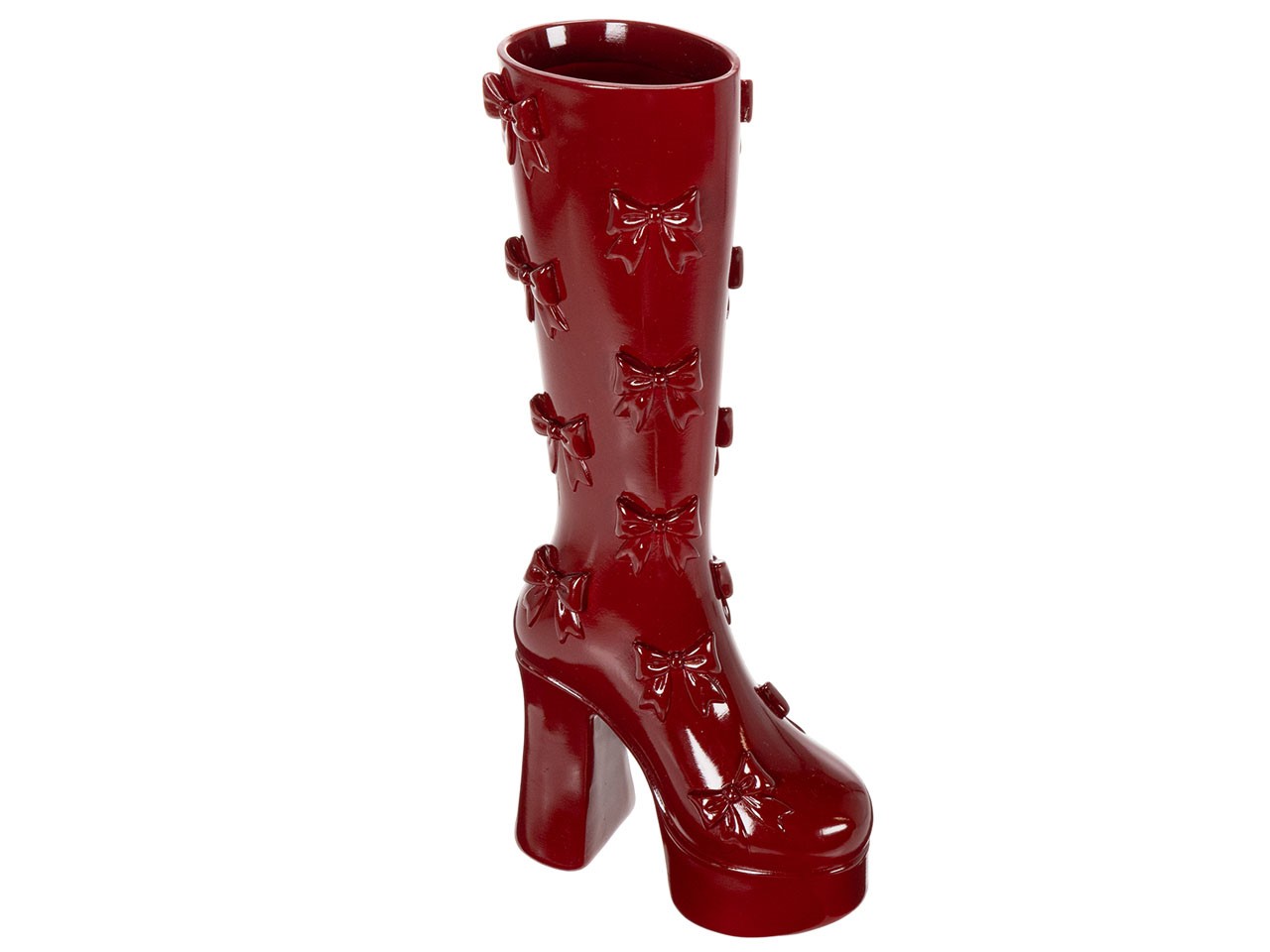 Vase Stiefel Polyresin burgund H37,8cm
