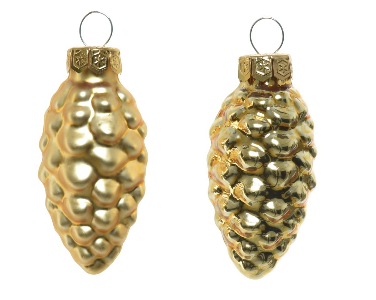 Zapfen hängend Glas hellgold glanz/matt L6cm