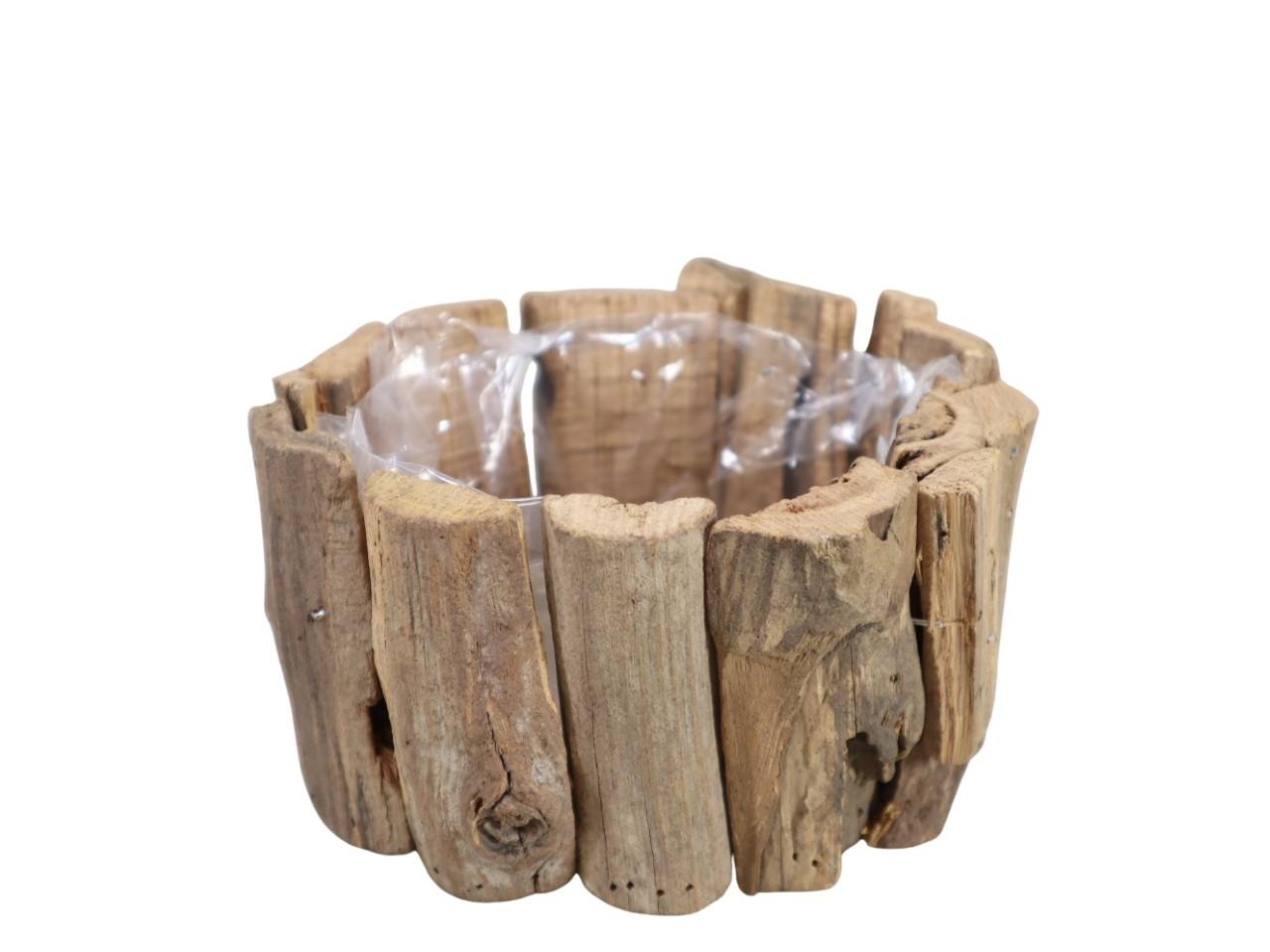 Pflanztopf rund Holz natur D19xH10cm
