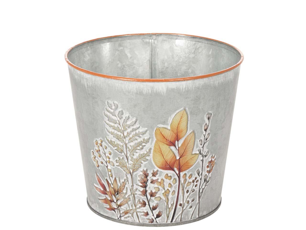 Übertopf "Herbstblätter" Metall natur-orange D18cm